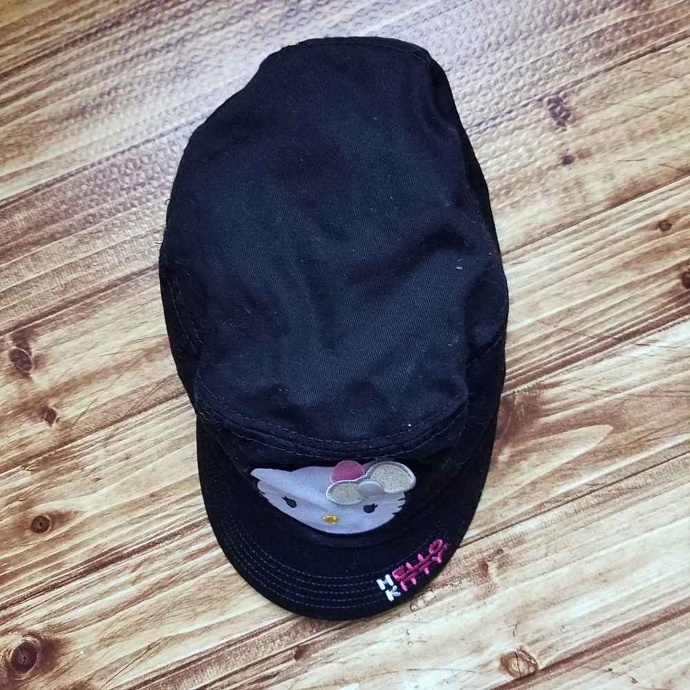 Hello Kitty Military Hat Black Camo Cap Girls Small Sanrio OSFM
